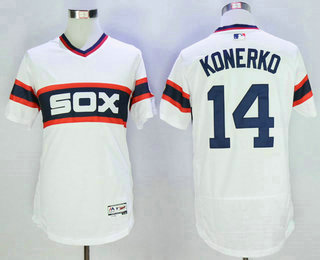 Men's Chicago White Sox #14 Paul Konerko White Pullover 2016 Flexbase Baseball Jersey