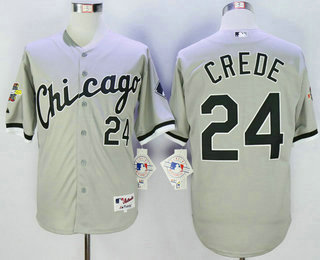 Men's Chicago White Sox #24 Joe Crede Grey With 2005 World Series Patch Jersey