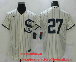 Men's Chicago White Sox #27 Lucas Giolito 2021 Cream Navy Field of Dreams Flex Base Stitched Jersey