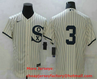 Men's Chicago White Sox #3 Harold Baines 2021 Cream Navy Field of Dreams Flex Base Stitched Jersey