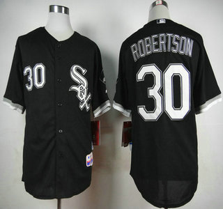 Men's Chicago White Sox #30 David Robertson Black Jersey