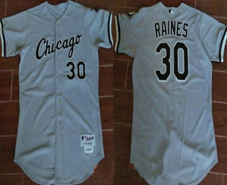 Men's Chicago White Sox #30 Tim Raines Retired Gray Road Stitched MLB Cooperstown Collection Jersey