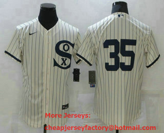 Men's Chicago White Sox #35 Frank Thomas 2021 Cream Navy Field of Dreams Flex Base Stitched Jersey