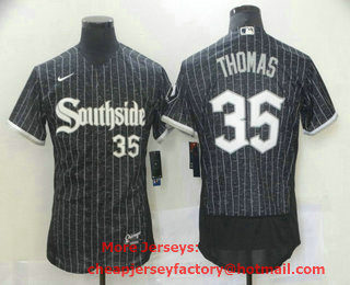 Men's Chicago White Sox #35 Frank Thomas Black 2021 City Connect Stitched MLB Flex Base Nike Jersey