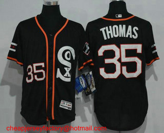 Men's Chicago White Sox #35 Frank Thomas Black Retro Stitched MLB 2016 Flex Base Jersey