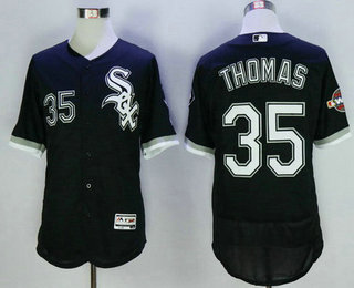 Men's Chicago White Sox #35 Frank Thomas Retired Black 2016 Flexbase Baseball Jersey w2005 World Series Patch