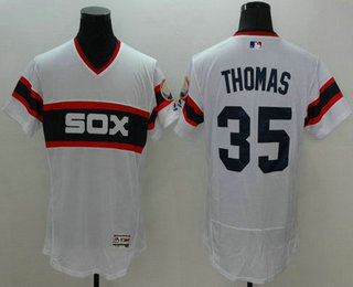 Men's Chicago White Sox #35 Frank Thomas Retired White Pullover 2016 Flexbase Baseball Jersey