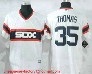 Men's Chicago White Sox #35 Frank Thomas Retired White Pullover Stitched MLB Cool Base Jersey