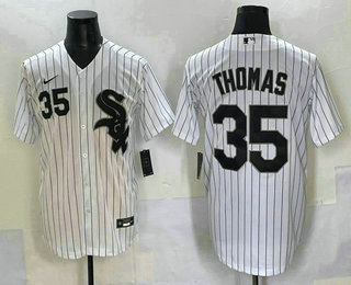 Men's Chicago White Sox #35 Frank Thomas White Cool Base Jersey