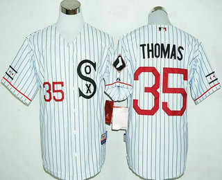 Men's Chicago White Sox #35 Frank Thomas Retired White Pinstirpe SOX 2016 Retro Baseball Jersey