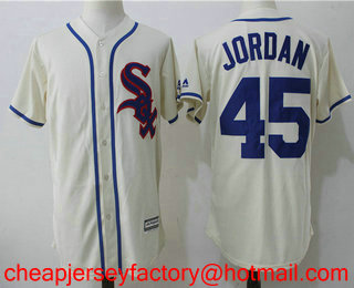 Men's Chicago White Sox #45 Michael Jordan 2017 Cream Stitched MLB Cool Base Jersey