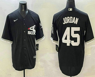Men's Chicago White Sox #45 Michael Jordan Black Alternate Cool Base Jersey
