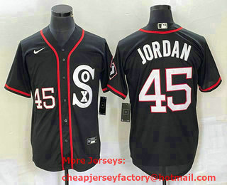 Men's Chicago White Sox #45 Michael Jordan Black Retro Stitched MLB Nike Cool Base Jersey