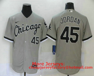 Men's Chicago White Sox #45 Michael Jordan Grey Stitched MLB Flex Base Nike Jersey