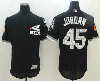 Men's Chicago White Sox #45 Michael Jordan Retired Black 2017 Spring Training Stitched MLB Flex Base Jersey