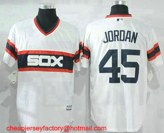 Men's Chicago White Sox #45 Michael Jordan Retired White Pullover Stitched MLB Cool Base Jersey