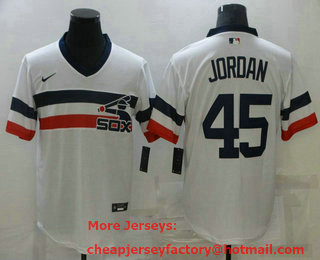 Men's Chicago White Sox #45 Michael Jordan White 2021 Throwback Cool Base Nike Jersey