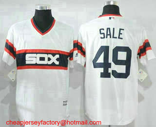 Men's Chicago White Sox #49 Chris Sale White Pullover Stitched MLB Cool Base Jersey