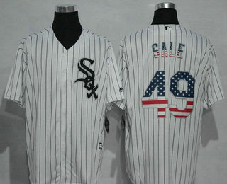 Men's Chicago White Sox #49 Chris Sale White USA Flag Fashion MLB Baseball Jersey