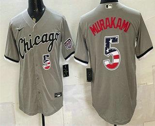 Men's Chicago White Sox #5 Munetaka Murakami Grey 2026 USA 250 Fourth of July Stitched Jersey
