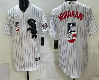 Men's Chicago White Sox #5 Munetaka Murakami White 2026 USA 250 Fourth of July Stitched Jersey