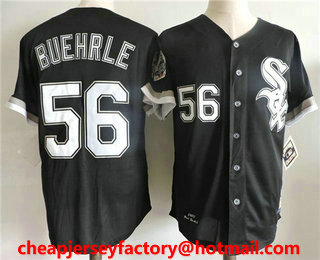 Men's Chicago White Sox #56 Mark Buehrle Black 2005 World Series Patch Stitched MLB Cooperstown Collection Jersey