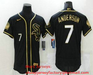 Men's Chicago White Sox #7 Tim Anderson Black 2021 Golden Edition Stitched Flex Base Nike Jersey