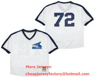 Men's Chicago White Sox #72 Carlton Fisk White Mesh Throwback Jersey