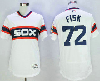 Men's Chicago White Sox #72 Carlton Fisk White Pullover 2016 Flexbase Baseball Jersey