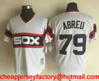 Men's Chicago White Sox #79 Jose Abreu 1983 White Pullover Mitchell & Ness Throwback Jersey