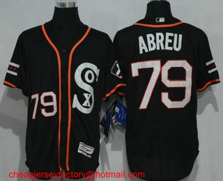 Men's Chicago White Sox #79 Jose Abreu Black Retro Stitched MLB 2016 Flex Base Jersey