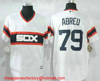 Men's Chicago White Sox #79 Jose Abreu White Pullover Stitched MLB Cool Base Jersey