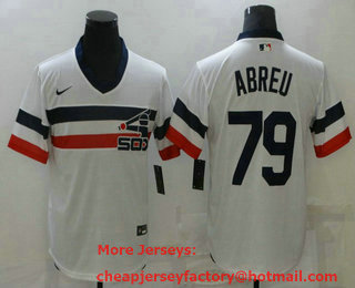 Men's Chicago White Sox #79 Jose Abreu White Throwback Cool Base Nike Jersey