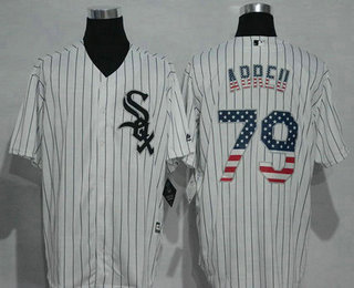 Men's Chicago White Sox #79 Jose Abreu White USA Flag Fashion MLB Baseball Jersey