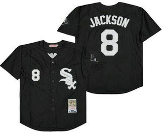 Men's Chicago White Sox #8 Bo Jackson Black 1991 Throwback Jersey