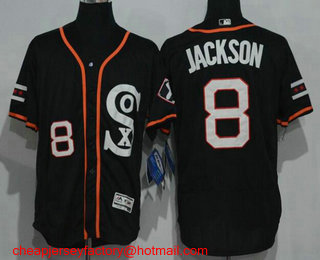 Men's Chicago White Sox #8 Bo Jackson Black Retro Stitched MLB 2016 Flex Base Jersey