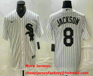Men's Chicago White Sox #8 Bo Jackson White Cool Base Jersey