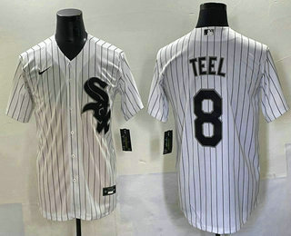 Men's Chicago White Sox #8 Kyle Teel White Cool Base Stitched Jersey