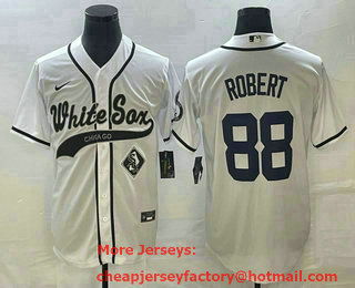 Men's Chicago White Sox #88 Luis Robert White Cool Base Stitched Baseball Jersey 01
