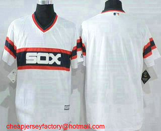 Men's Chicago White Sox Blank White Pullover Stitched MLB Cool Base Jersey