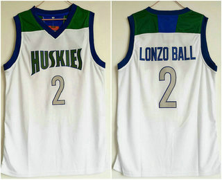 Men's Huskies High School #2 Lonzo Ball White Retro Swingman Stitched Basketball Jersey