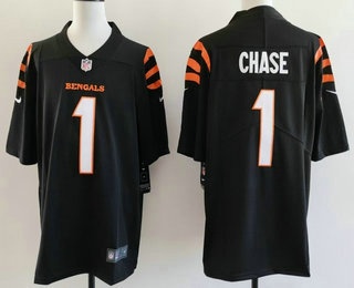 Men's Cincinnati Bengals #1 JaMarr Chase Limited Black Vapor Jersey