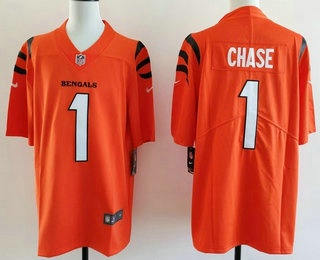 Men's Cincinnati Bengals #1 JaMarr Chase Limited Orange Vapor Jersey