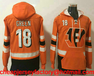 Men's Cincinnati Bengals #18 A.J. Green NEW Orange Pocket Stitched NFL Pullover Hoodie