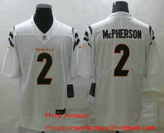 Men's Cincinnati Bengals #2 Evan McPherson NEW White 2021 Vapor Untouchable Stitched NFL Nike Limited Jersey