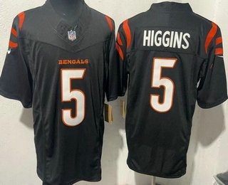 Men's Cincinnati Bengals #5 Tee Higgins Limited Black FUSE Vapor Jersey