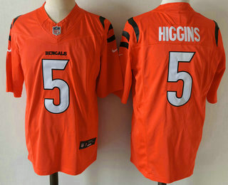 Men's Cincinnati Bengals #5 Tee Higgins Limited Orange FUSE Vapor Jersey