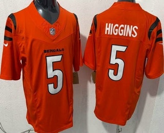Men's Cincinnati Bengals #5 Tee Higgins Limited Orange FUSE Vapor Jersey