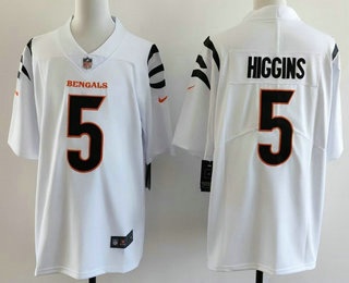 Men's Cincinnati Bengals #5 Tee Higgins Limited White Vapor Jersey