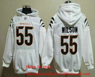 Men's Cincinnati Bengals #55 Logan Wilson White Pocket Stitched NFL Pullover Hoodie